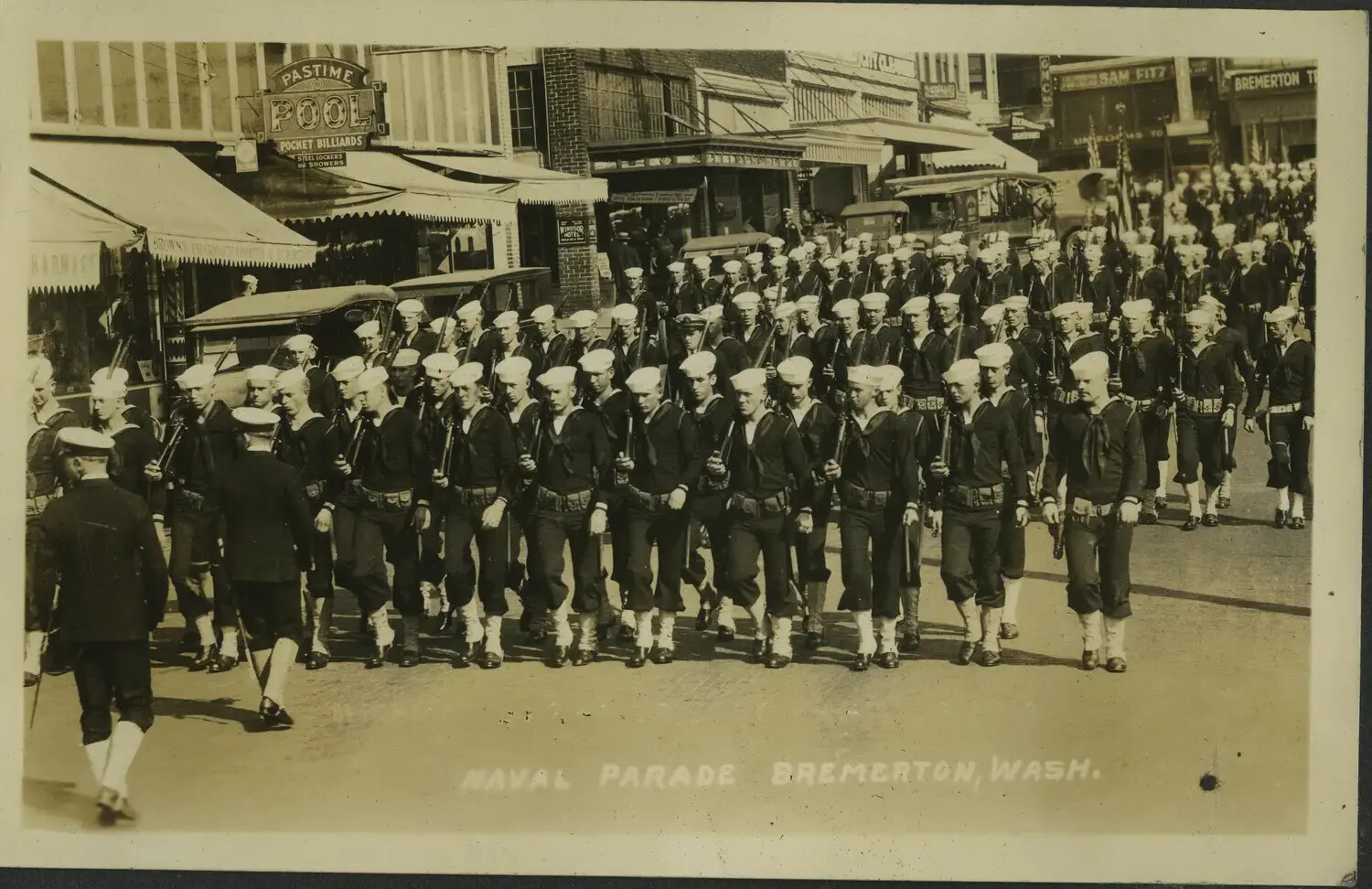 Naval Parade, Bremerton, Washington — U.S. Navy Sailors Marching in Dress Uniform, 1930s