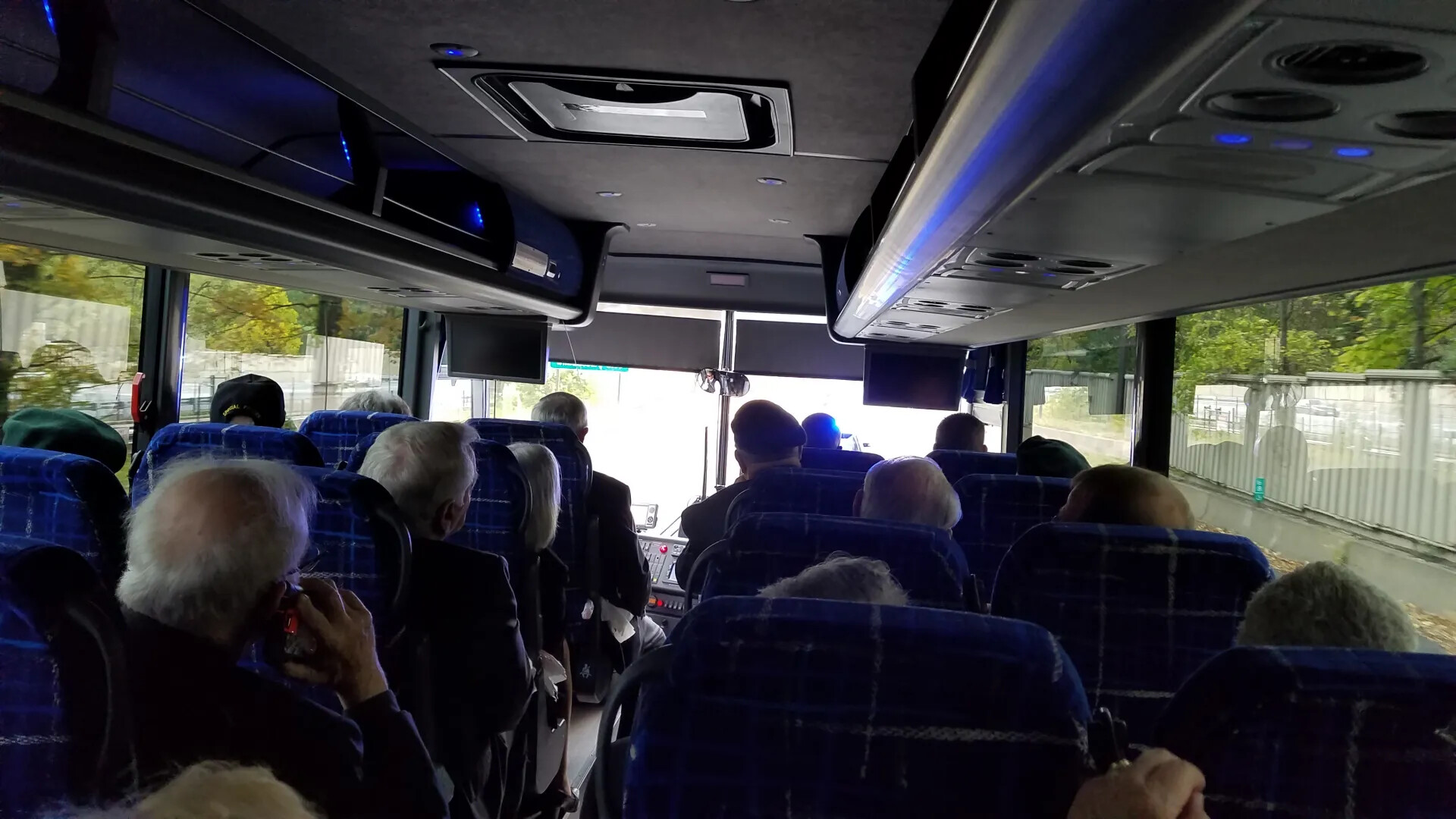 Interior View of Chartered Bus with Police Escort, Medal of Honor Ceremony Day, October 23, 2017