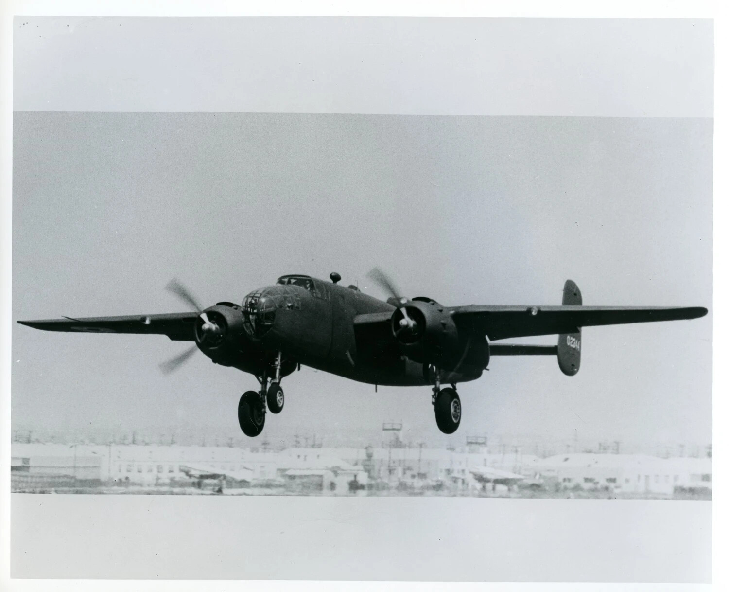 North American B-25 Mitchell Medium Bomber in Flight – Low-Altitude Takeoff or Landing Pass