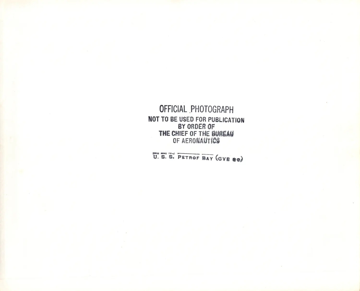 Verso Stamp, Official U.S. Navy Photograph, USS Petrof Bay (CVE-80)