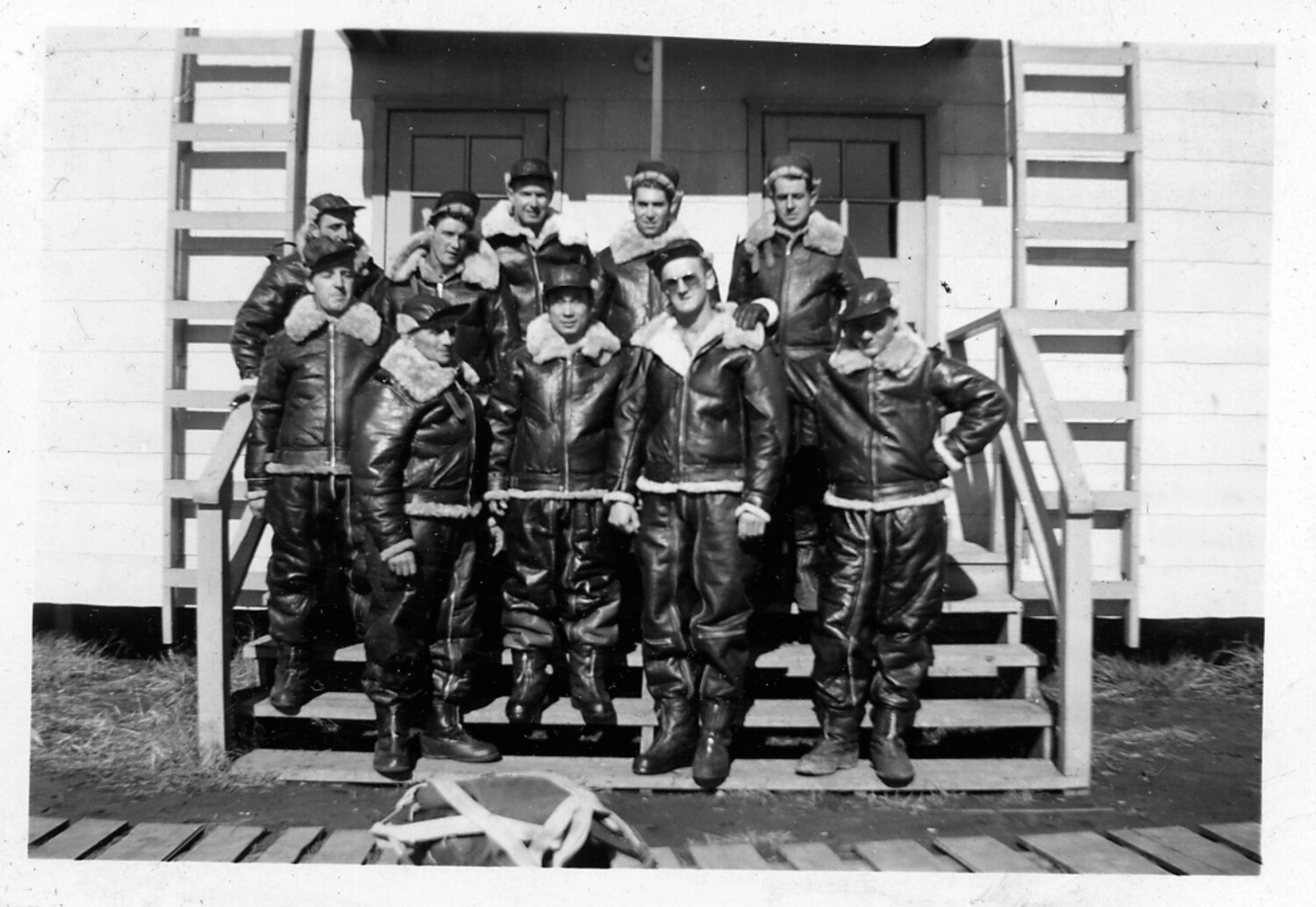Ten-Man B-24 Liberator Bomber Crew in Winter Flight Gear, 447th Bombardment Group, England