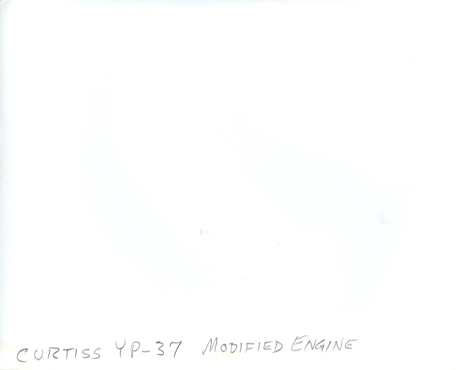 Faded/Blank Photograph, Captioned 'Curtiss YP-37 Modified Engine'