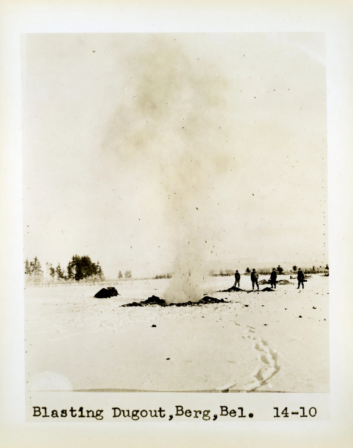American Engineers Blasting a Foxhole in Frozen Ground, Berg, Belgium