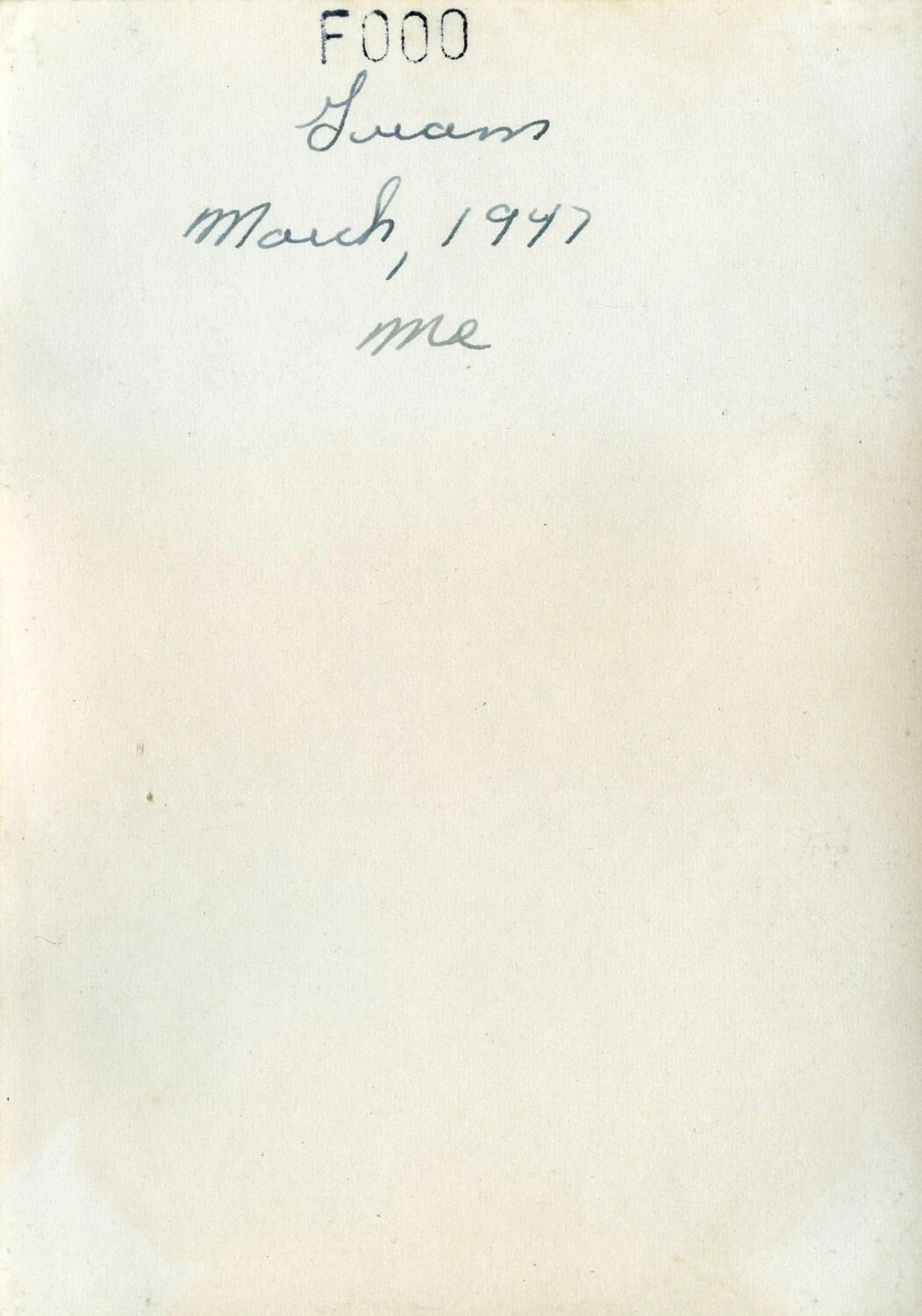 Album Backing Page with Handwritten Caption, 'Guam, March 1947' — VR-6 Naval Air Transport Squadron Album