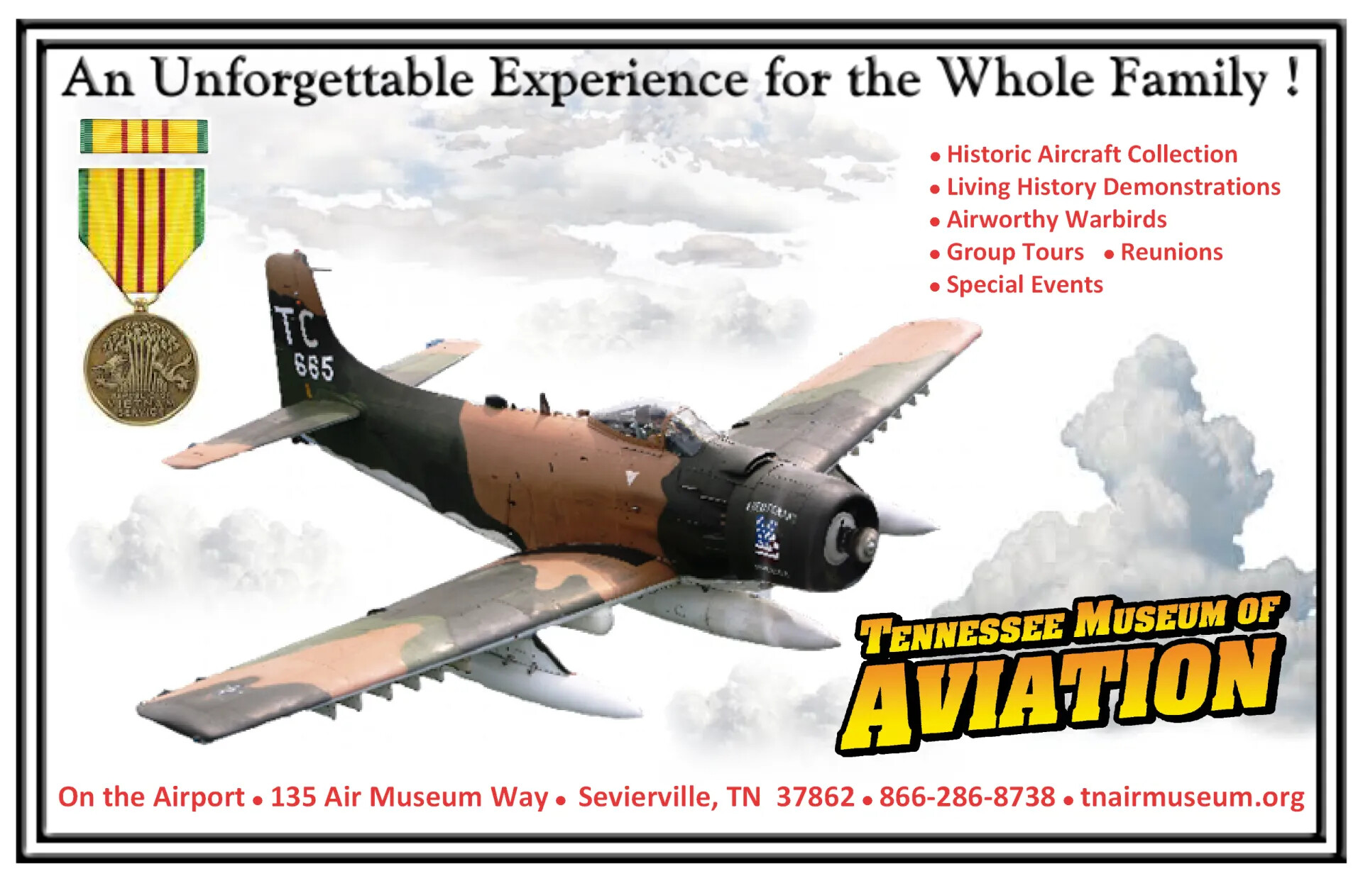 Tennessee Museum of Aviation Advertisement Featuring A-1 Skyraider "TC 665"