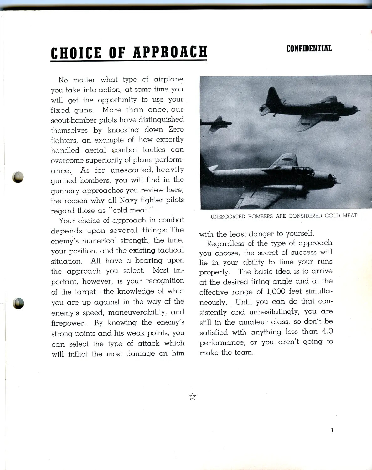 WWII Navy Confidential Training Manual Page: 'Choice of Approach' Gunnery Tactics, Page 7