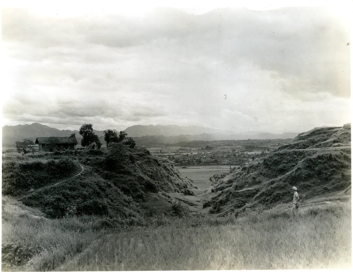 Soldier Observing Valley Landscape, China-Burma-India Theater, WWII