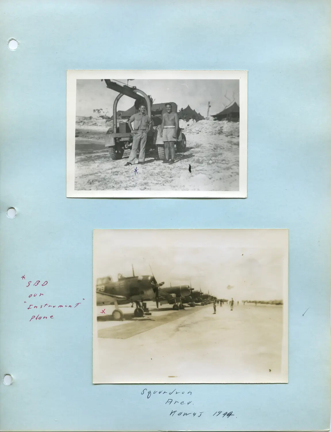 Album Page: Squadron Ground Equipment and SBD Dauntless Flight Line, Hawaii, 1944