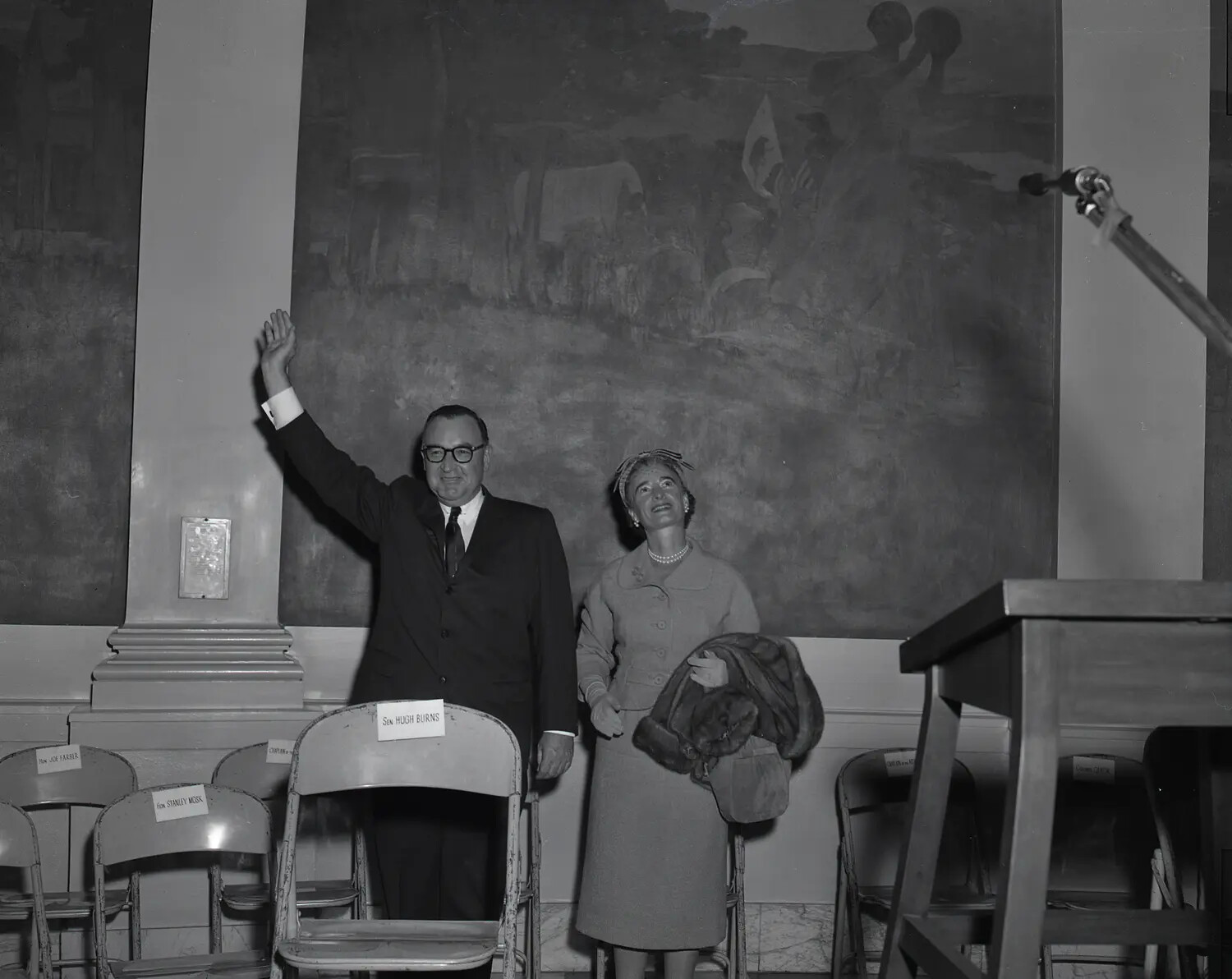 California State Senator Hugh Burns and Companion at Capitol Ceremony