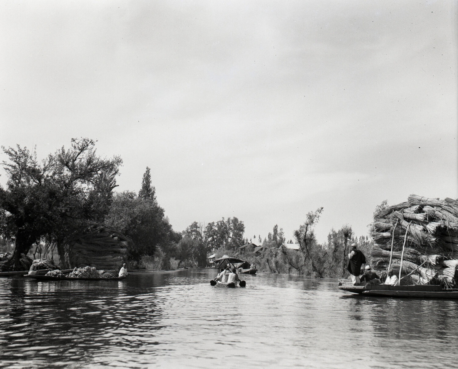 Waterway Scene with Traditional Boats, Kashmir, CBI Theater Scenic Collection