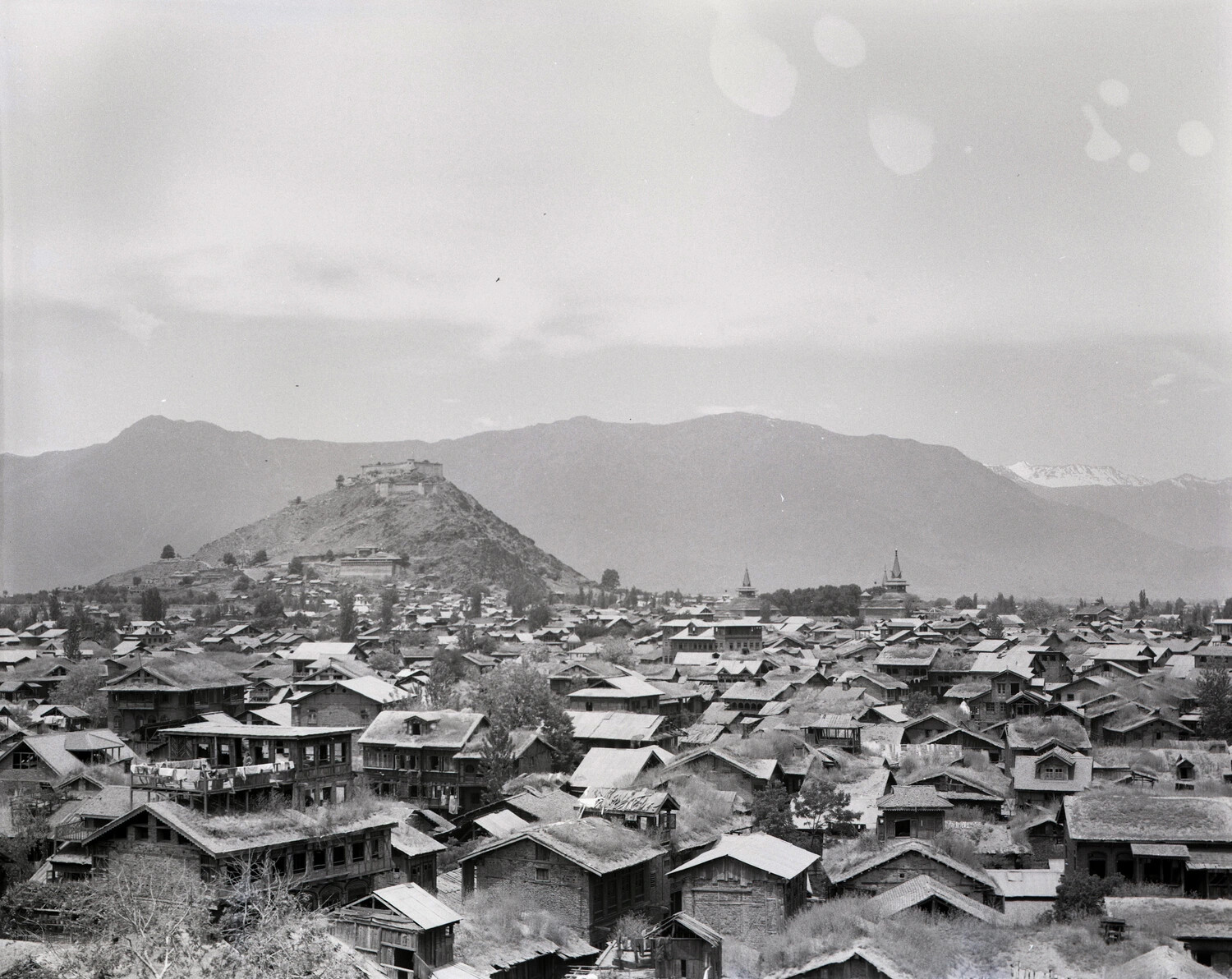 Panoramic View of Srinagar, Kashmir, with Hilltop Fort (Hari Parbat) - CBI Theater Scenic Negative