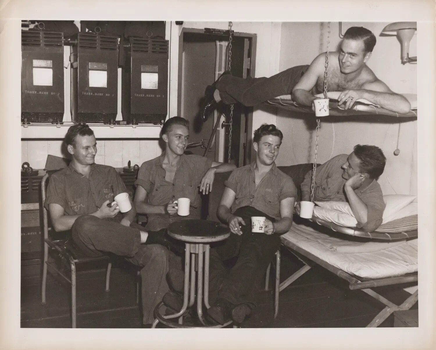 Sailors on a Coffee Break Below Decks, Unidentified WWII-Era U.S. Navy Vessel