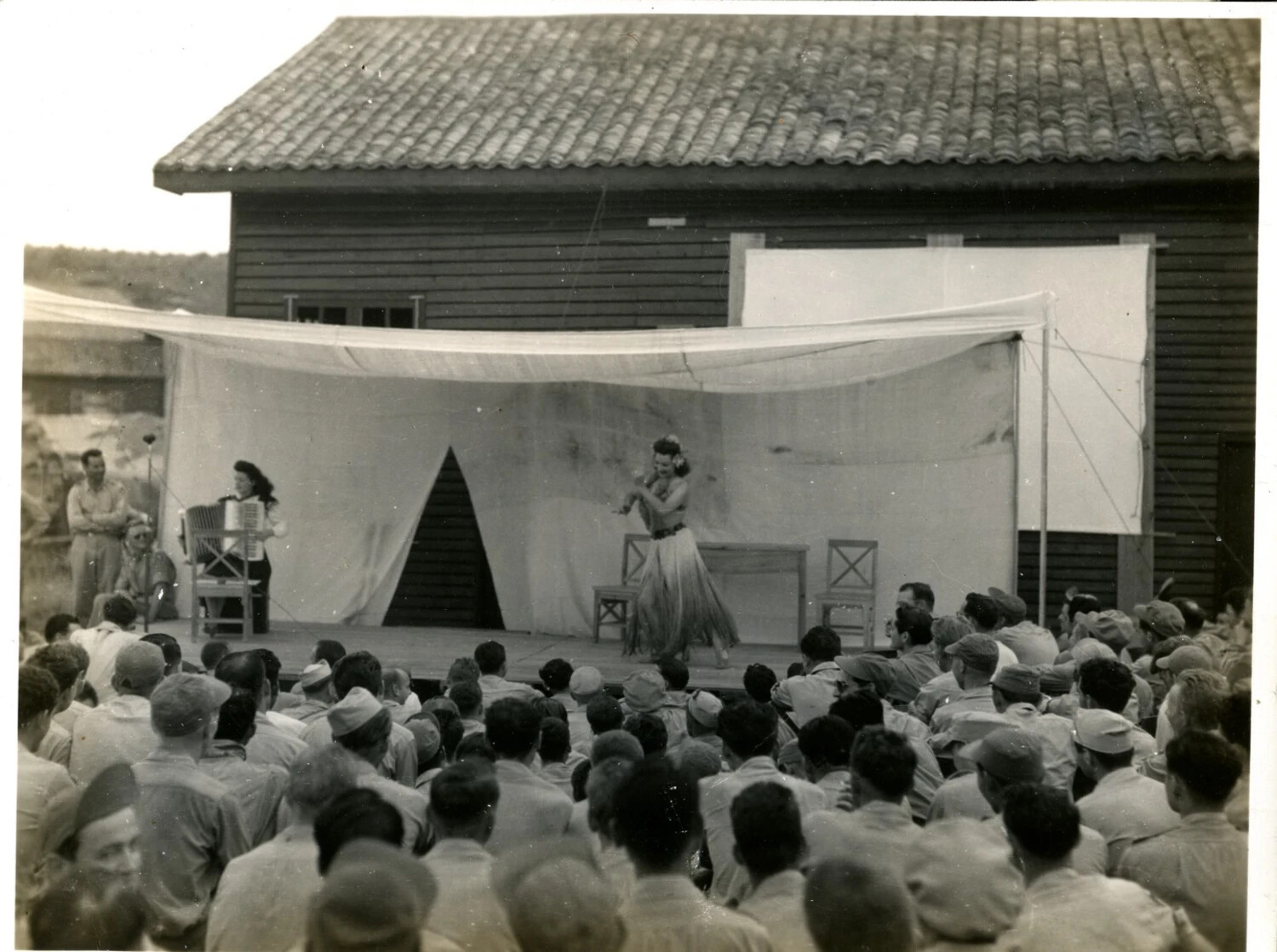USO-Style Variety Show for Troops, WWII-Era Theater of Operations