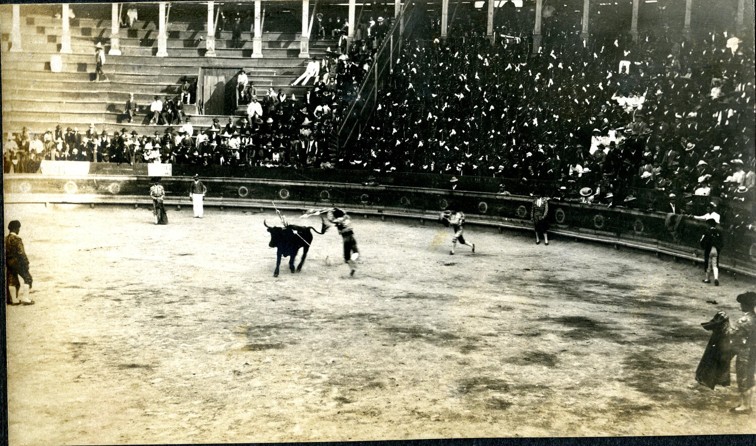 Corrida de Toros (Bullfight) in a Crowded Mexican Bullring, c. early 1900s