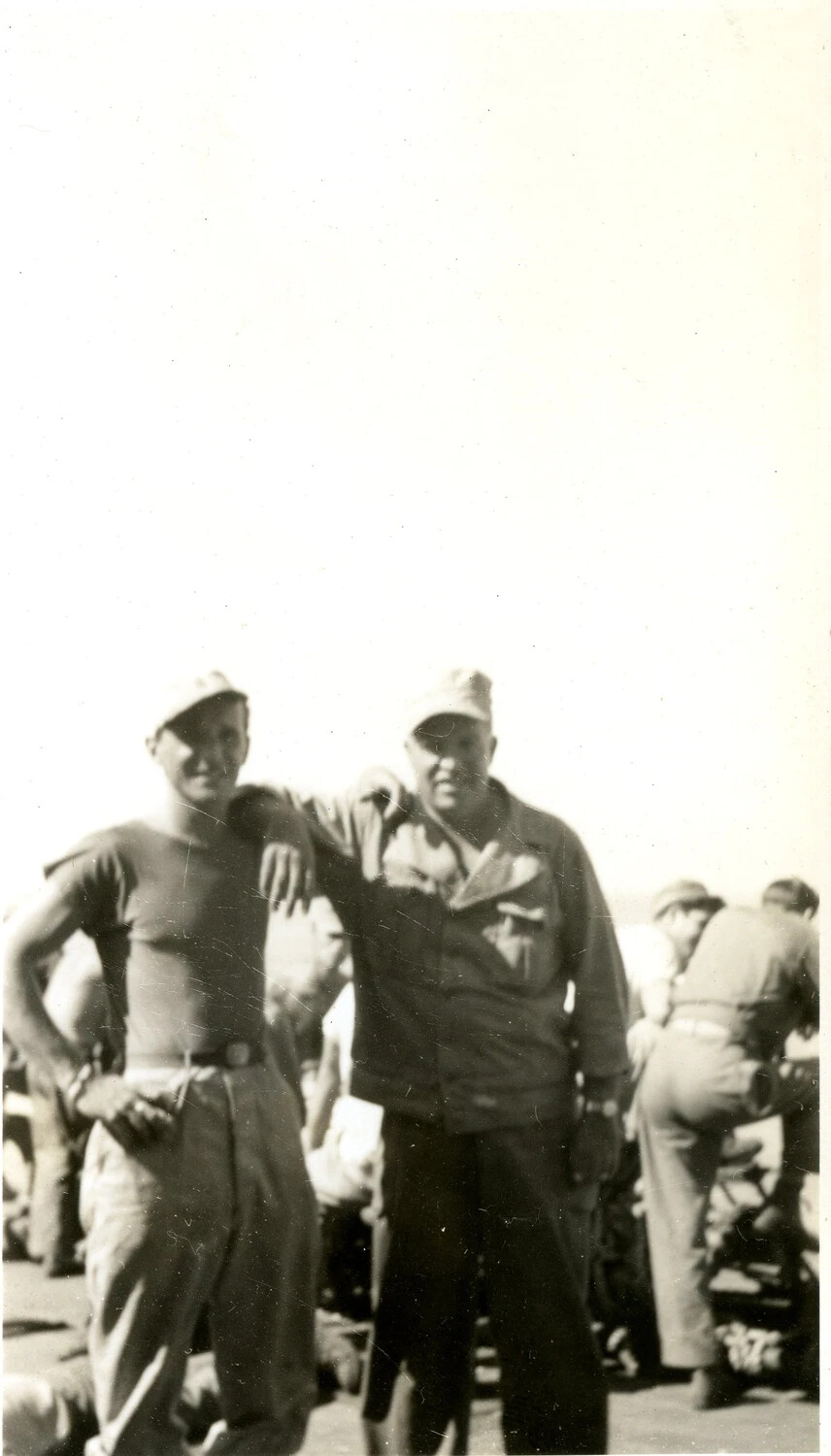 Two Airmen Posing Together, 345th Bomber Group, Ie Shima