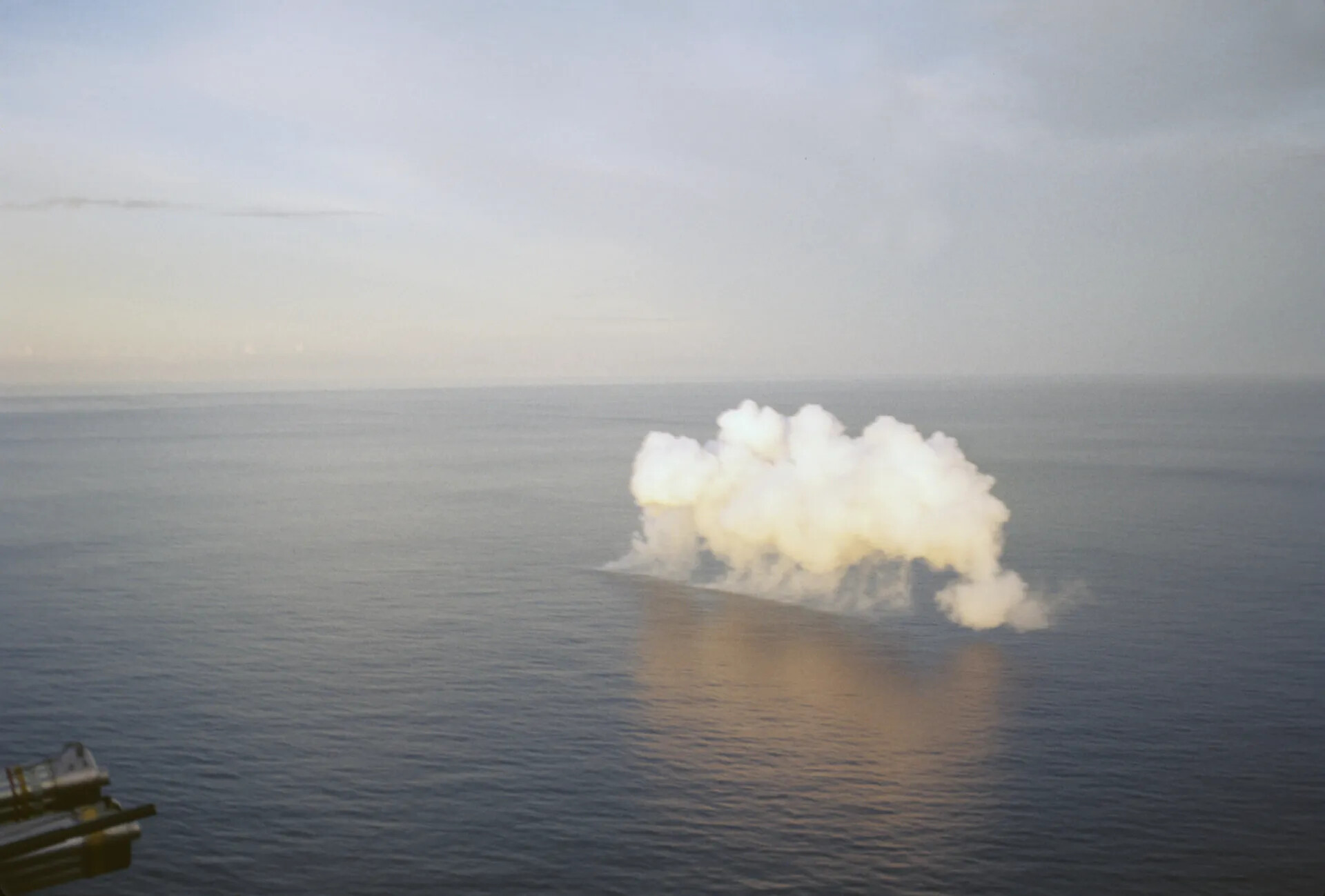Naval Gunfire Splash Observed from Ship's Deck, Vietnam War Era