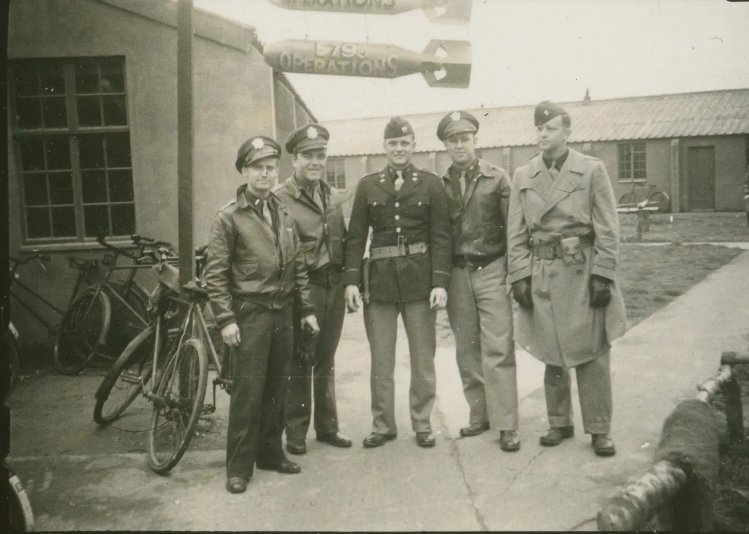579th Bombardment Squadron Operations Building with Personnel, WWII