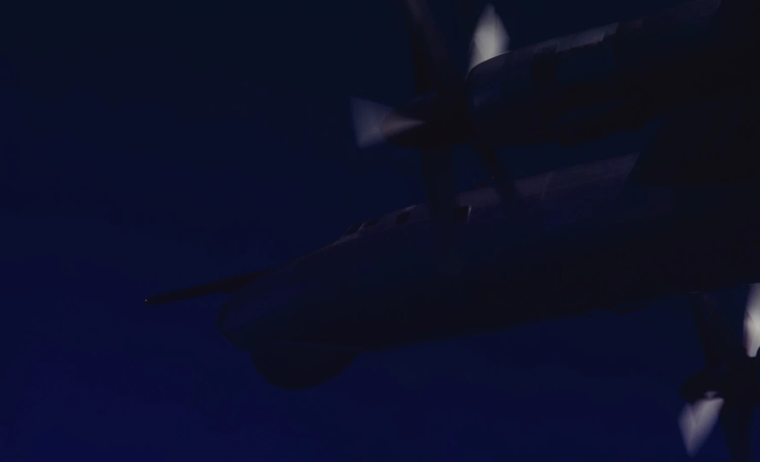 Silhouette of Soviet Tu-95 'Bear' Bomber Nose Section, Low-Light Cold War Intercept Photograph