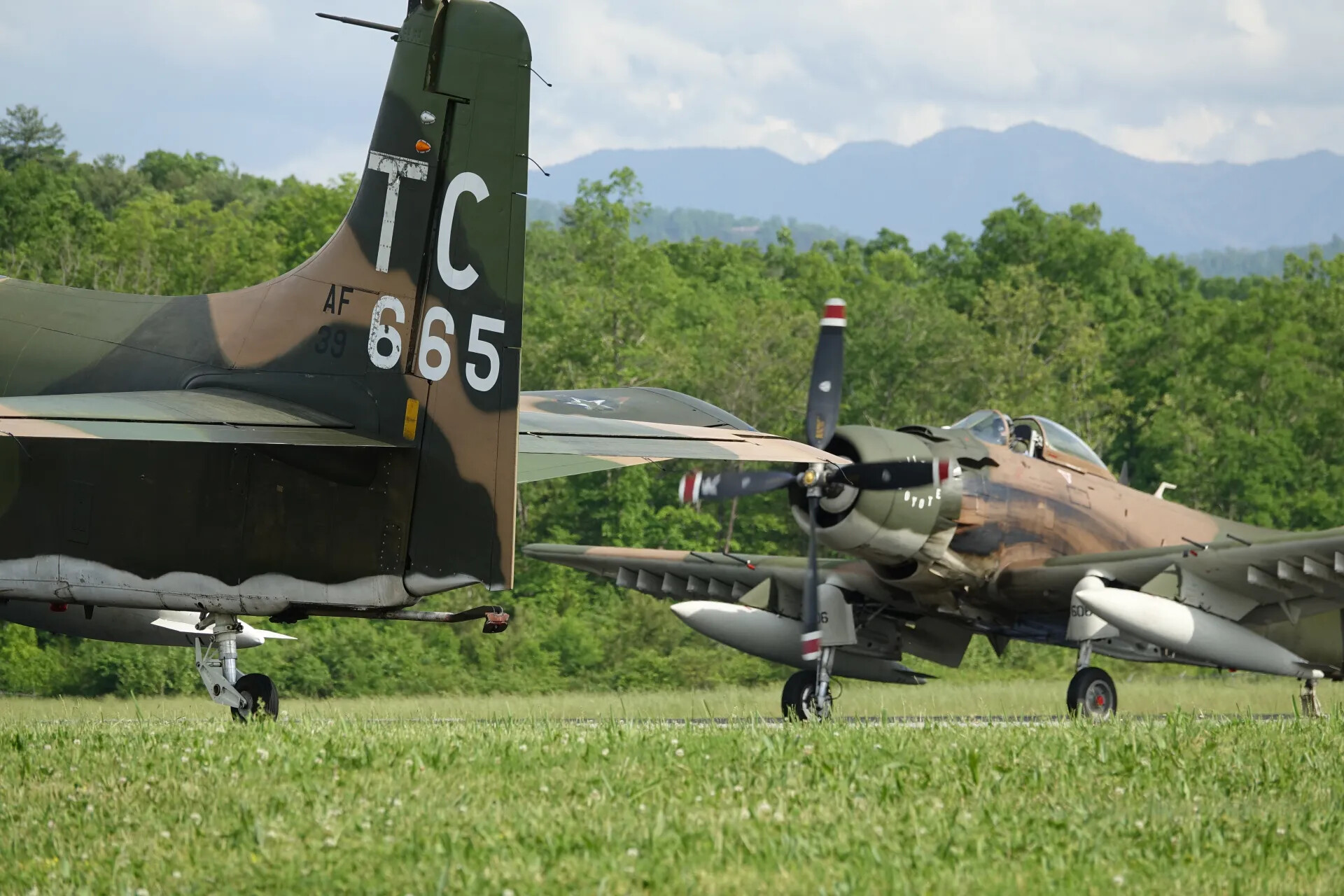 Douglas A-1 Skyraiders Taxiing at Warbird Event, 3-4 May 2019 (Sequence Frame 3)