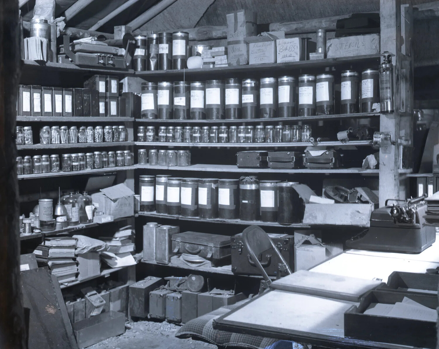 Interior of Field Photographic Laboratory Supply Room, CBI Theater, World War II