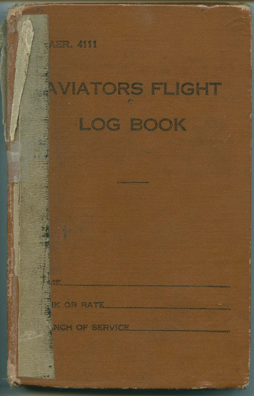 Cover of U.S. Navy Aviator's Flight Log Book (Form AER-4111), World War II Era, 1942–1948