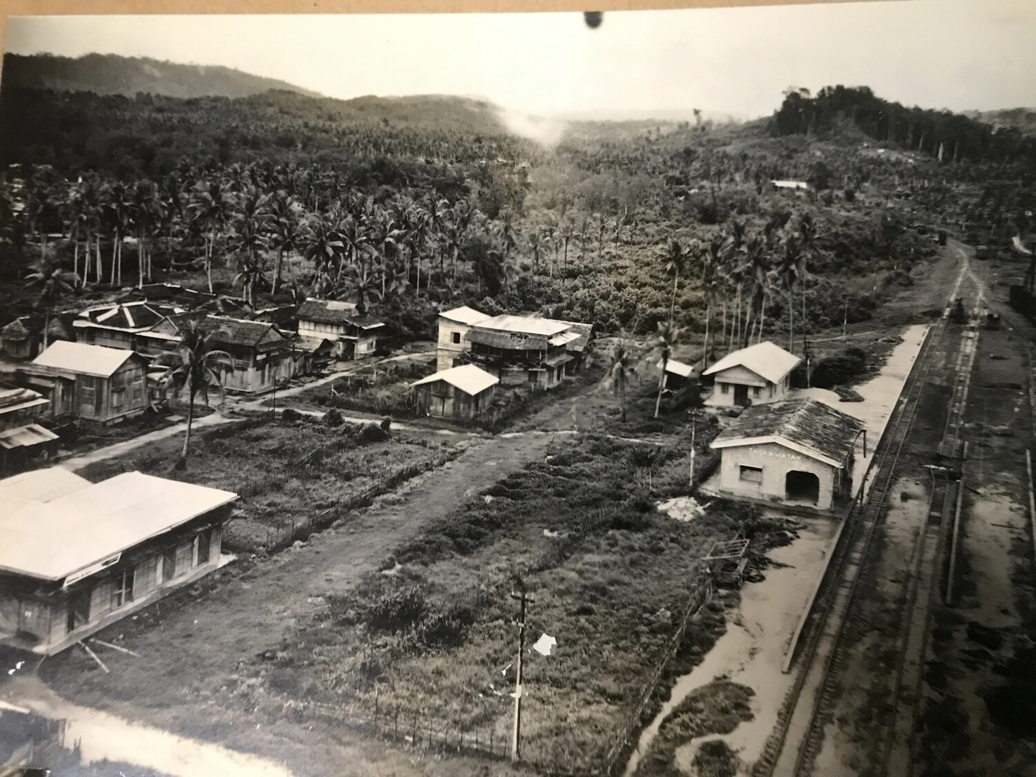 Aerial View of Philippine Rail Town with Station Building (Full Print), Pacific Theater