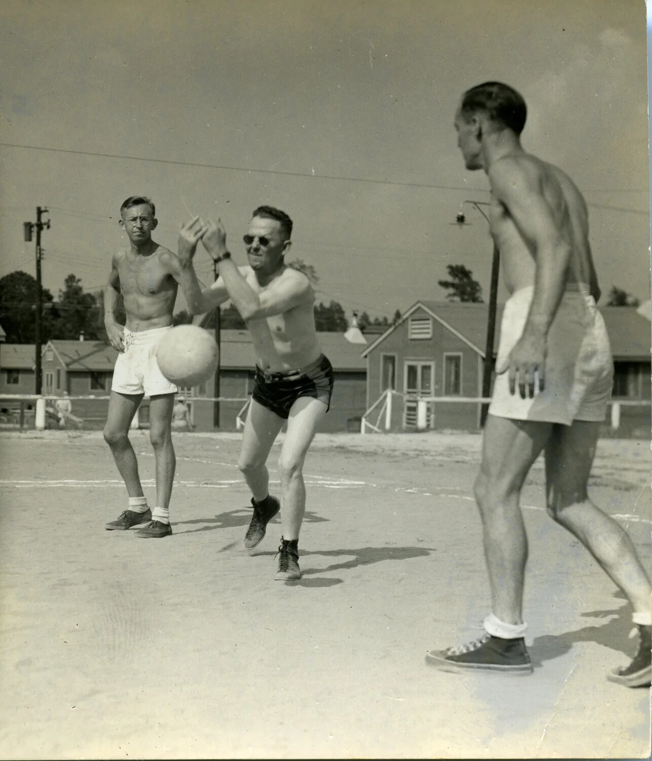 Servicemen Playing Volleyball, USO/Recreation Photo, WWII CBI Collection