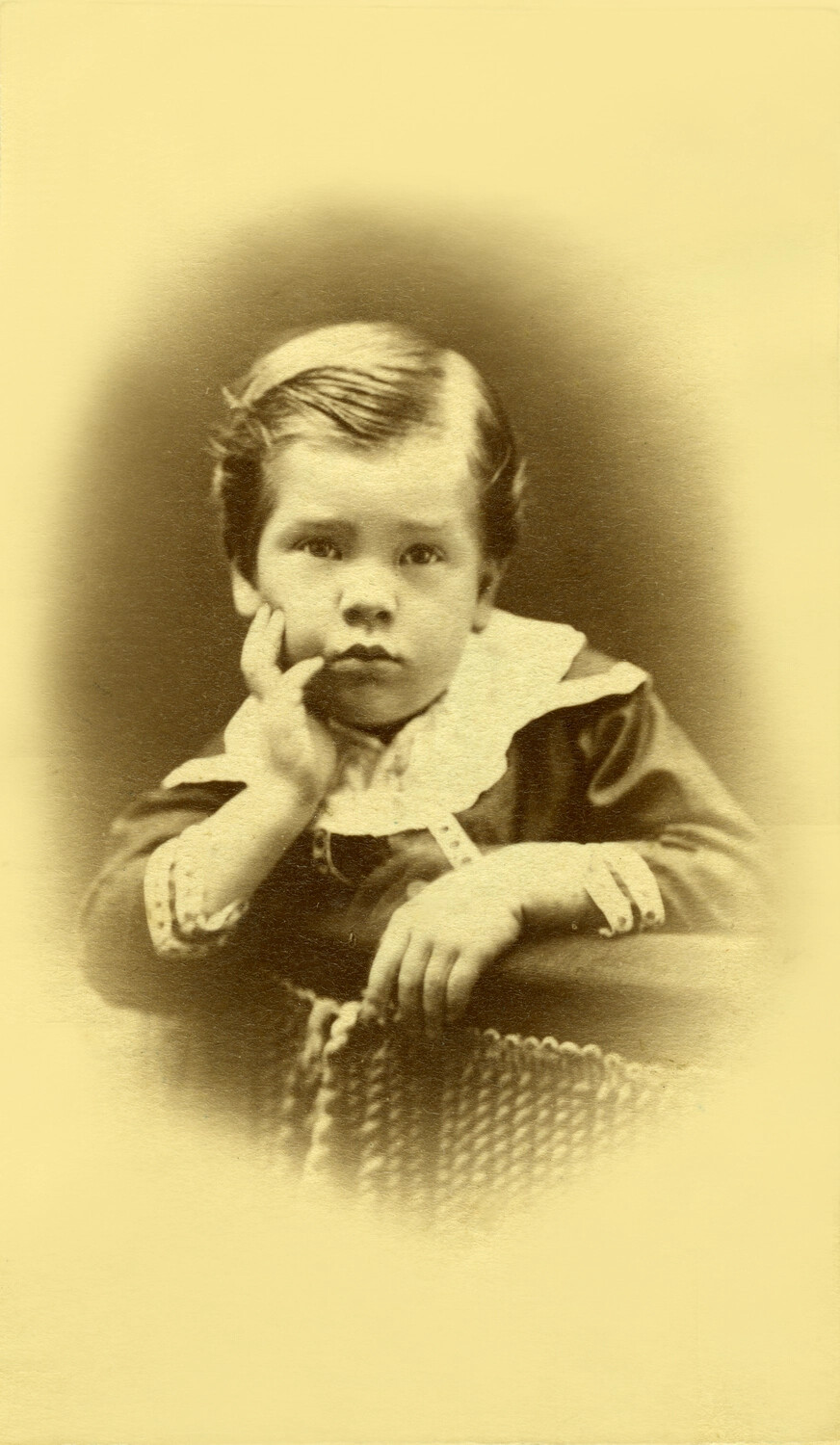 Studio Portrait of a Young Child, Age Four, Victorian Era (Retouched Print)
