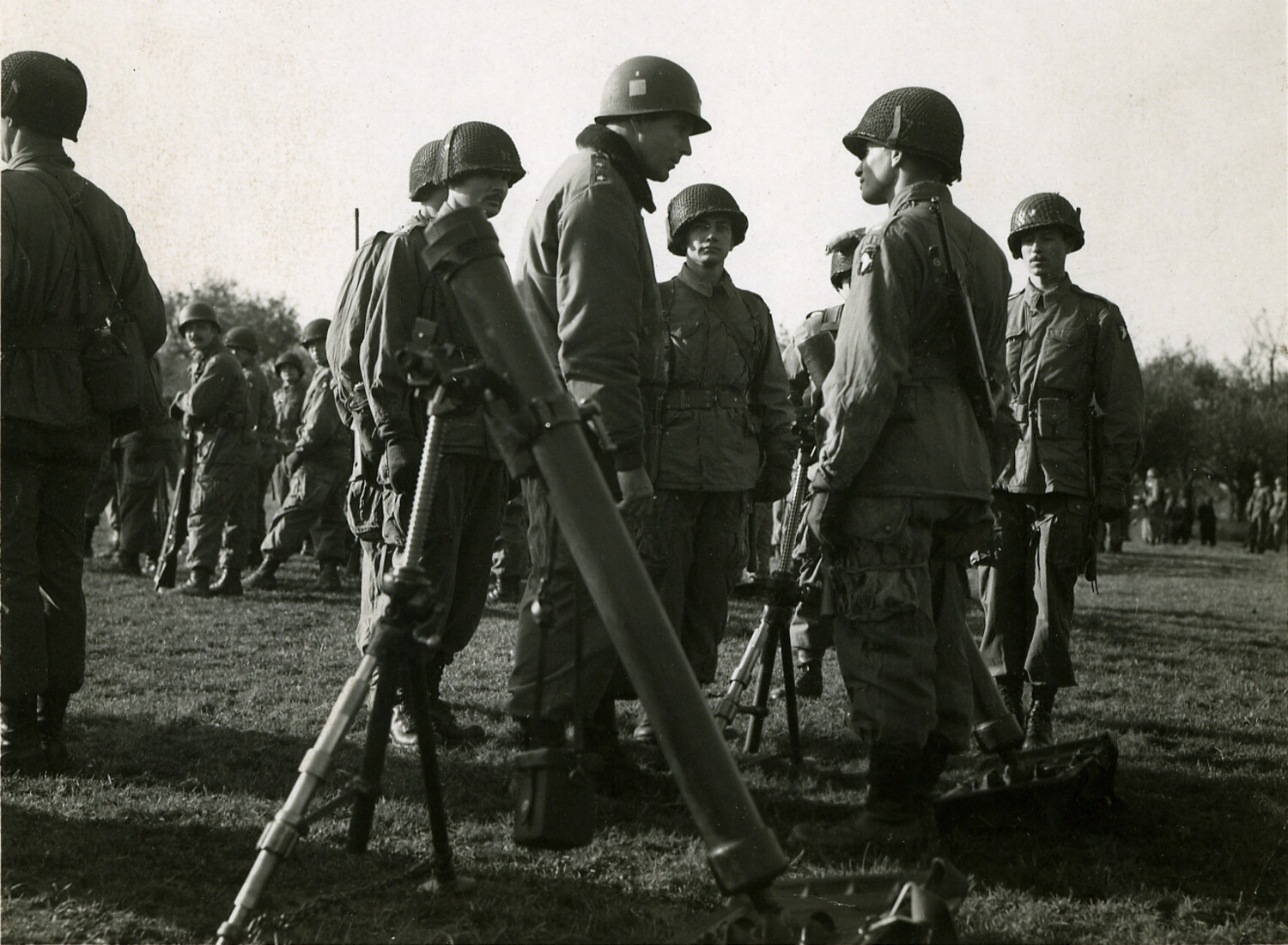 101st Airborne Division Paratroopers with 60mm Mortar, European Theater, WWII