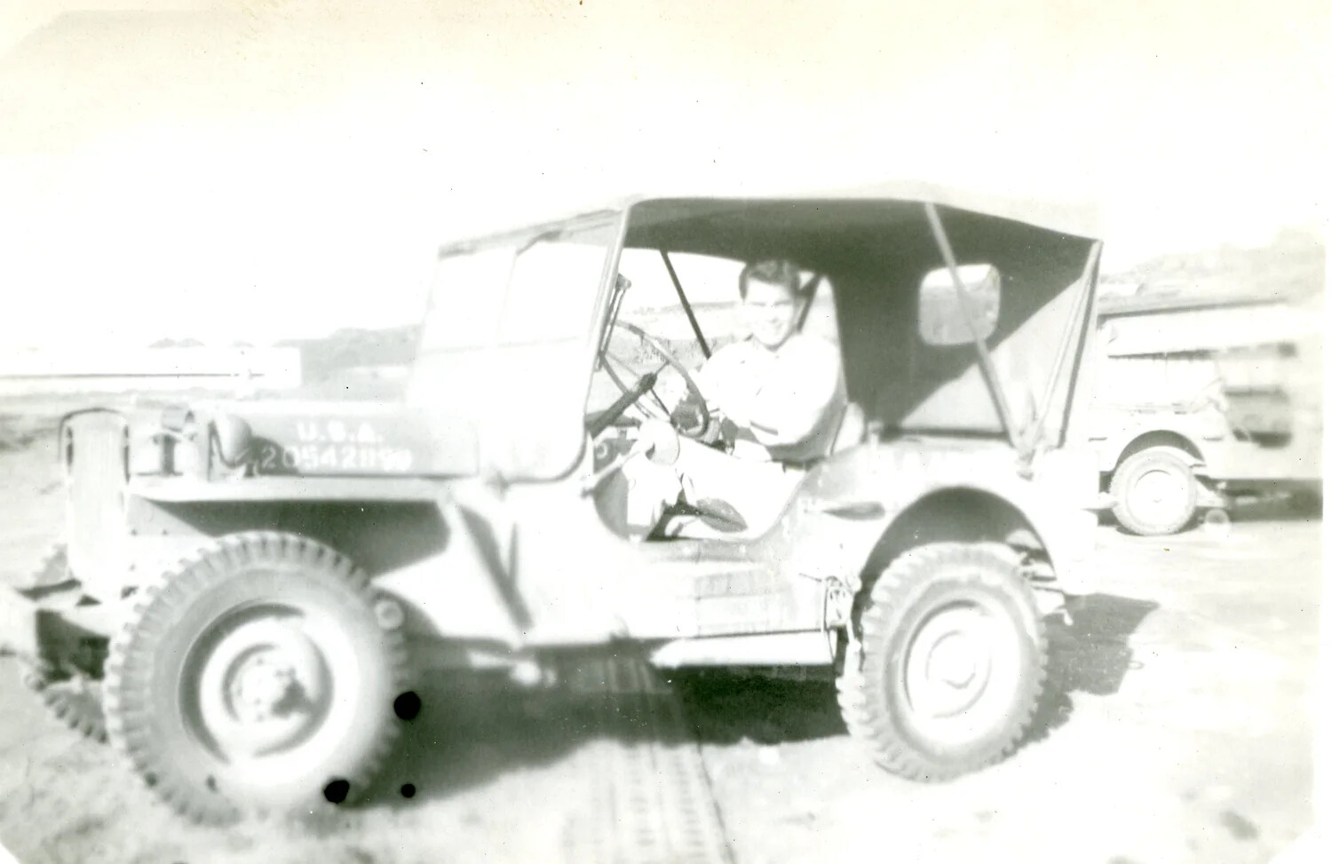 U.S. Military Jeep with Driver, Iwo Jima, WWII (5th Marine Division Collection)