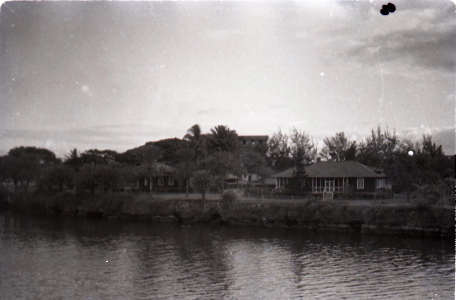 Waterfront View of Naval Quarters, Ford Island, Pearl Harbor, Hawaii, 1945