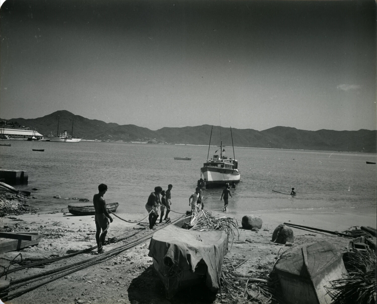 Fishing Village Harbor Scene, Far East — General Wainwright Photo Album (1949)