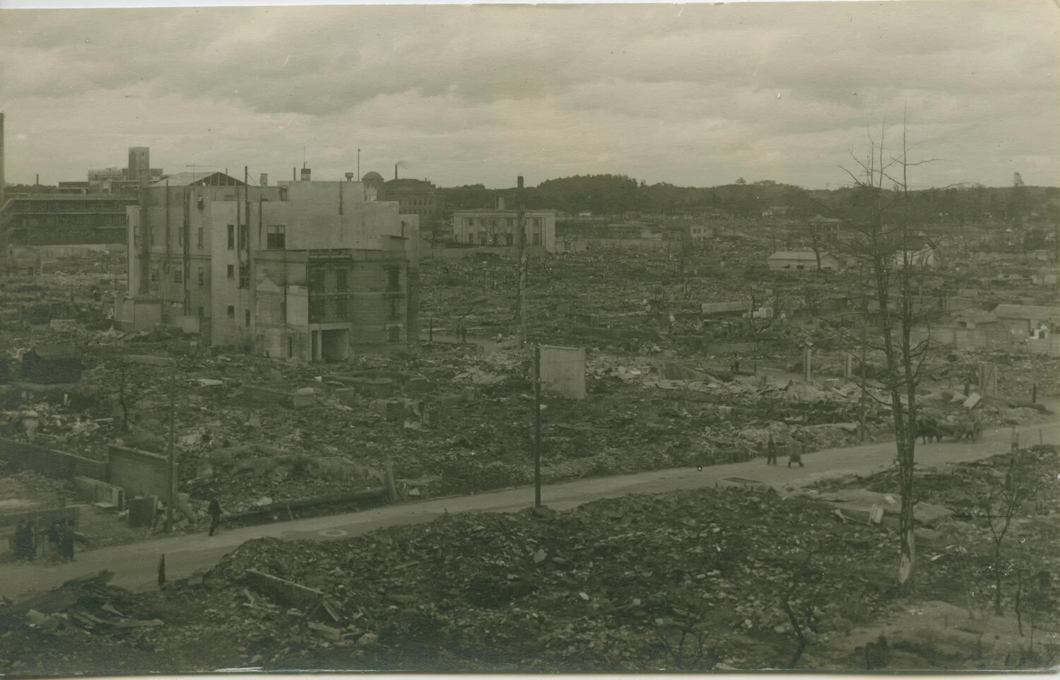 Aerial View of a Firebombed Japanese City, WWII