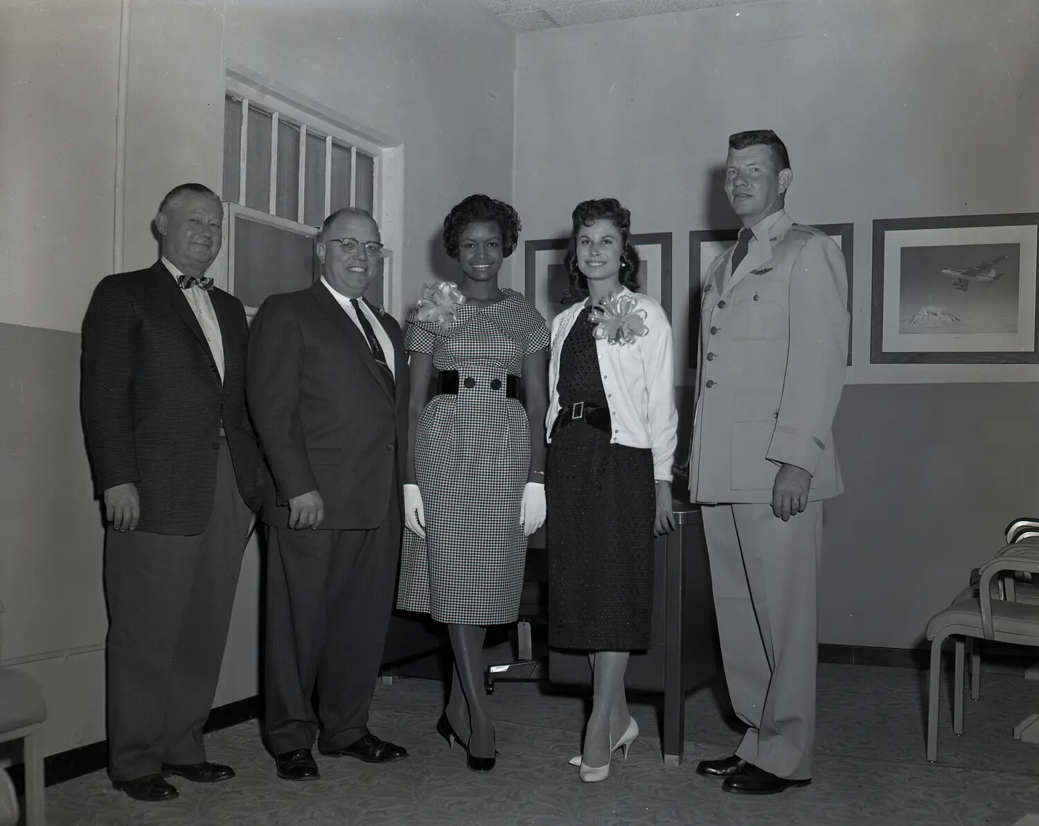 Formal Indoor Group Portrait with Air Force Officer and Company Officials, Early 1960s Open House Event
