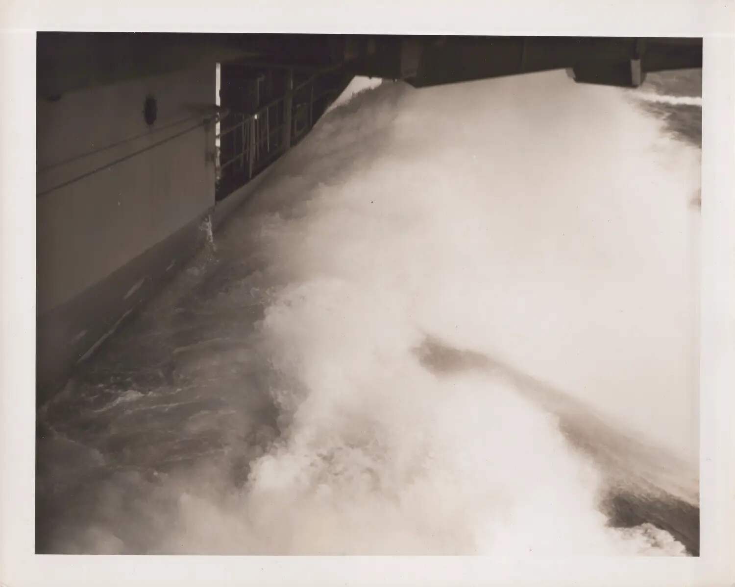 U.S. Navy Escort Carrier: Heavy Seas Breaking Over Ship's Side During Storm, WWII Pacific Theater