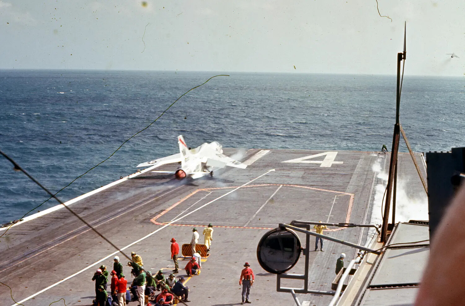 F-8 Crusader Catapult Launch from USS Ticonderoga Bow, Vietnam War Era