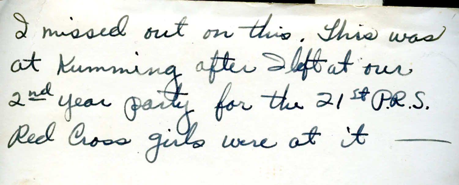 Handwritten Album Annotation Referencing a 21st Photo Reconnaissance Squadron Party at Kunming, China