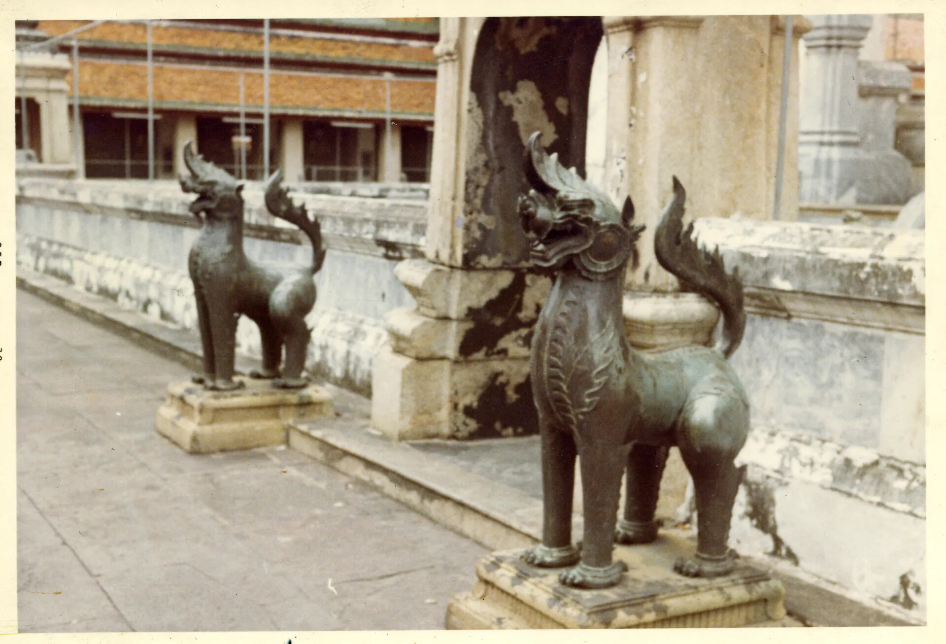 Bronze Temple Guardian Statues, Thai Buddhist Palace/Temple Complex, Vietnam War Era