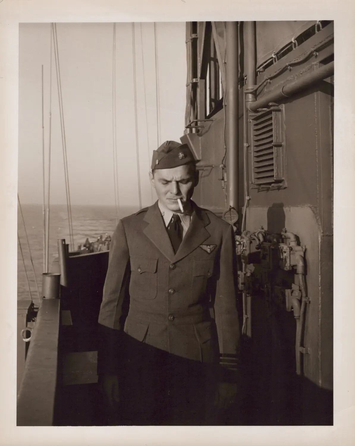 U.S. Navy Aviator on Deck, Portrait Aboard Escort Carrier, WWII
