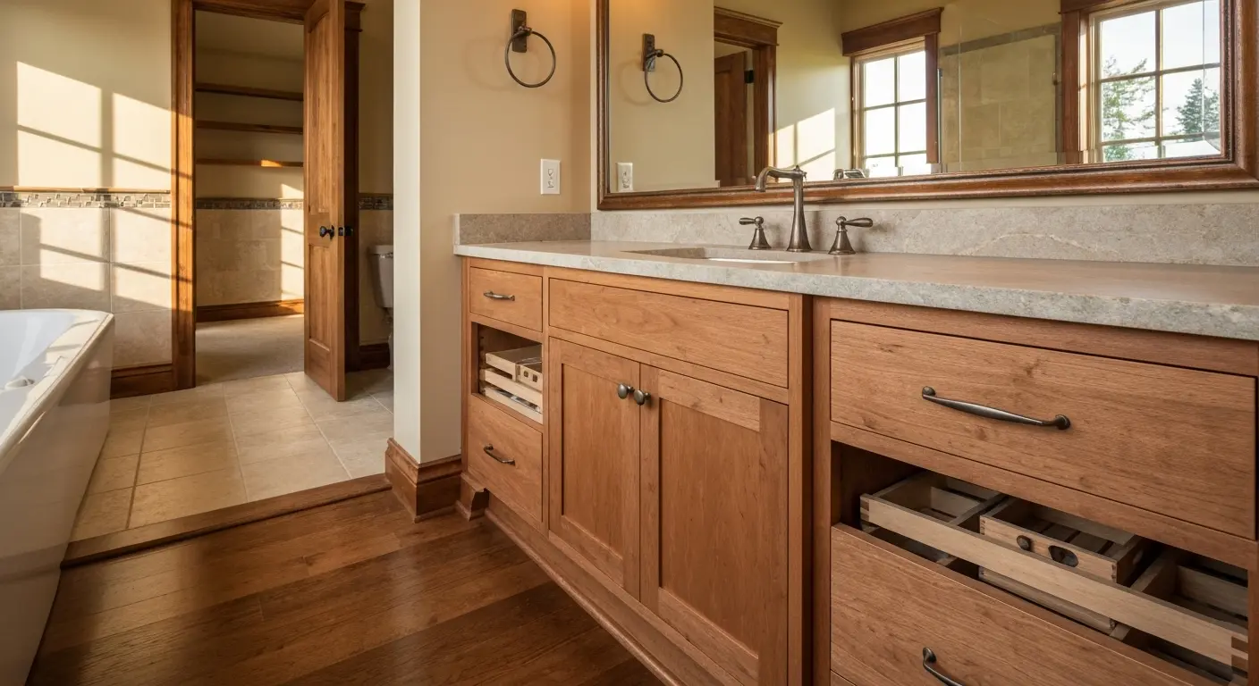 Luxury bathroom vanity with custom cabinetry