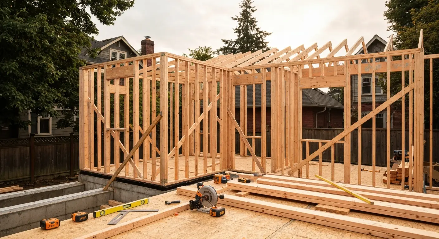 ADU framing project in Portland