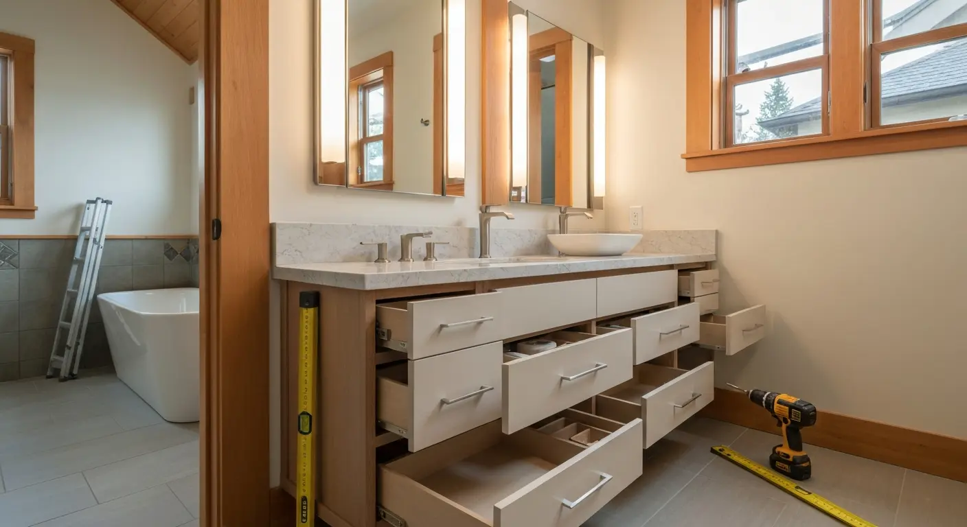Custom bathroom vanity installation