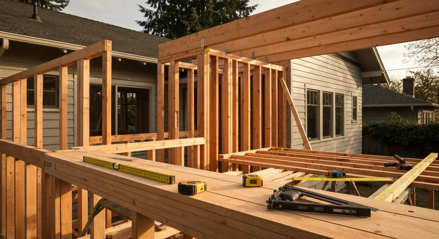 Home addition framing work
