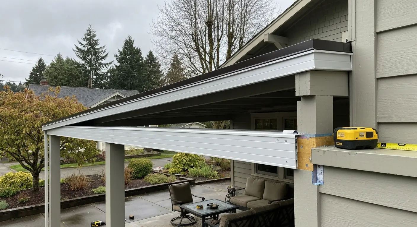Solid roof porch cover