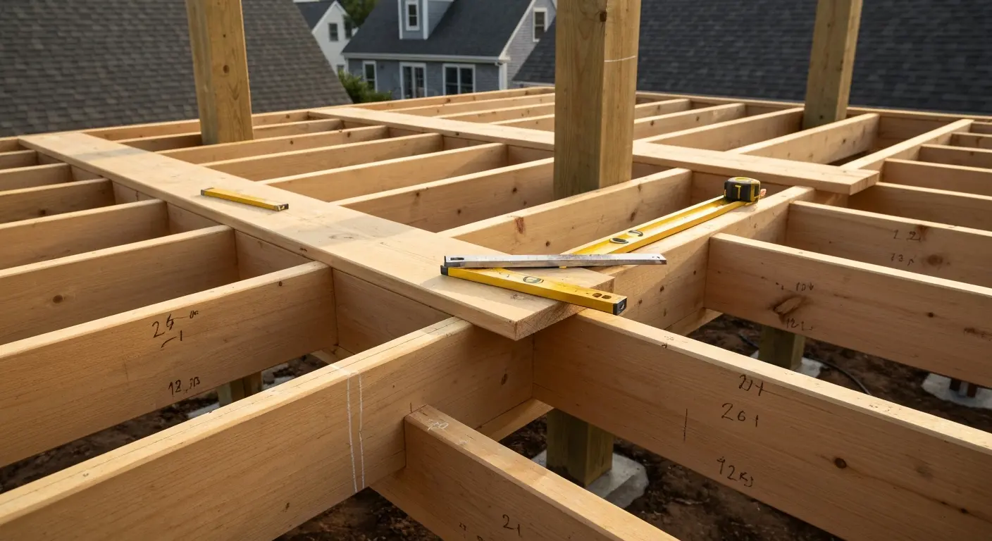 Renovated deck substructure with new framing