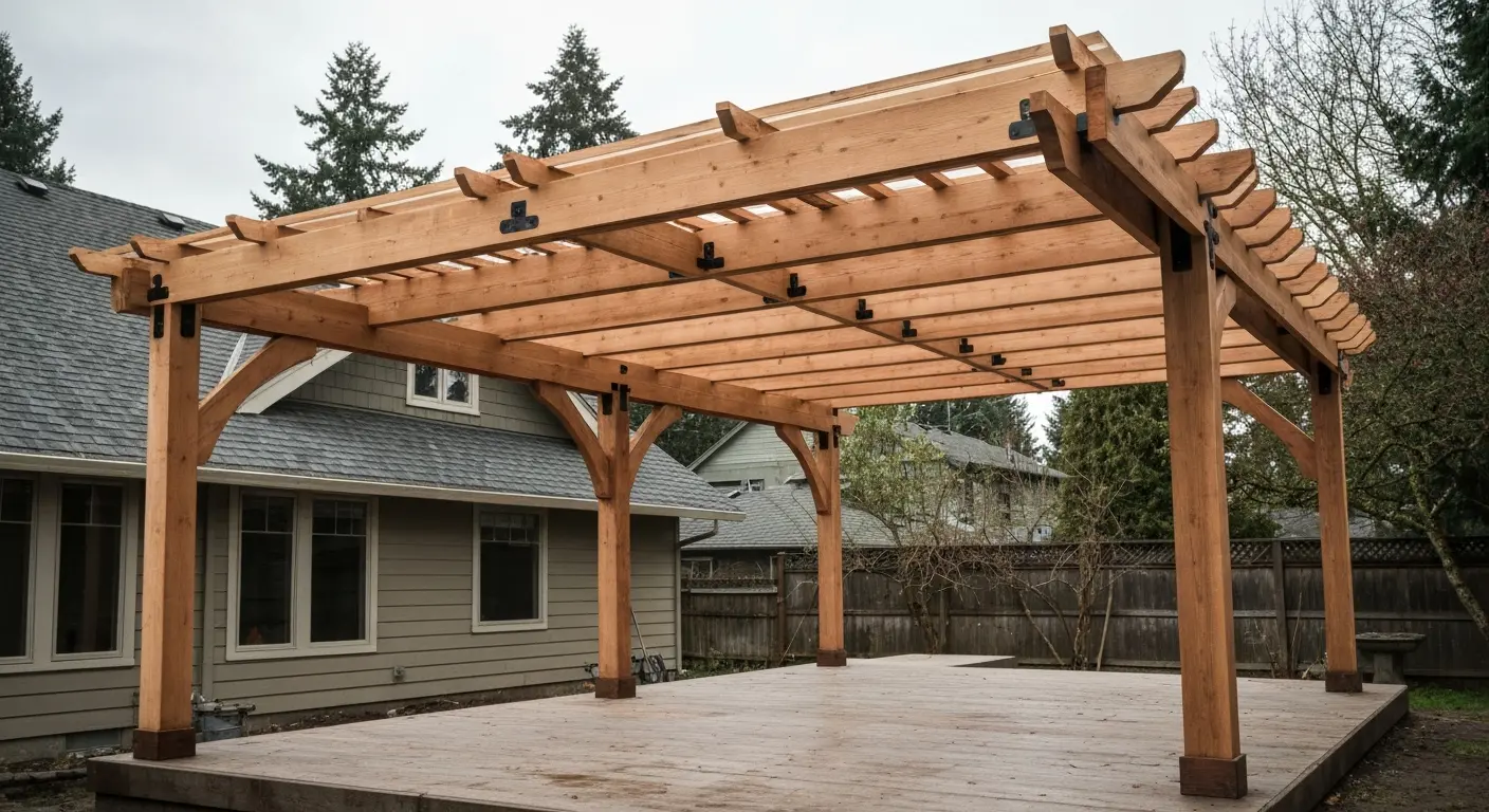 Covered patio and pergola structure in Oregon City