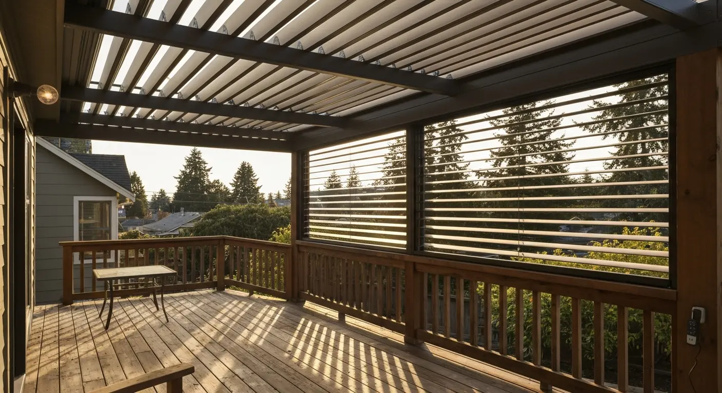 Louvered pergola porch cover