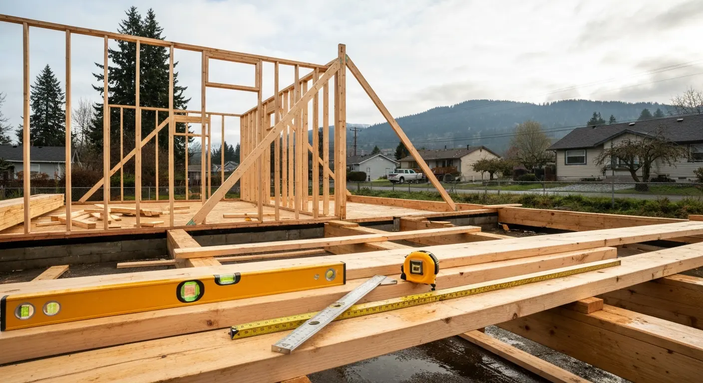 New home framing in Damascus