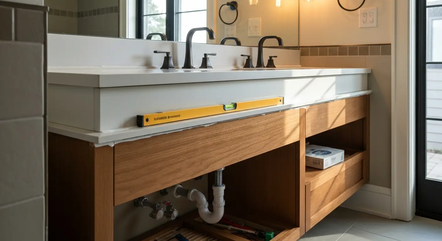 Bathroom vanity installation in Portland