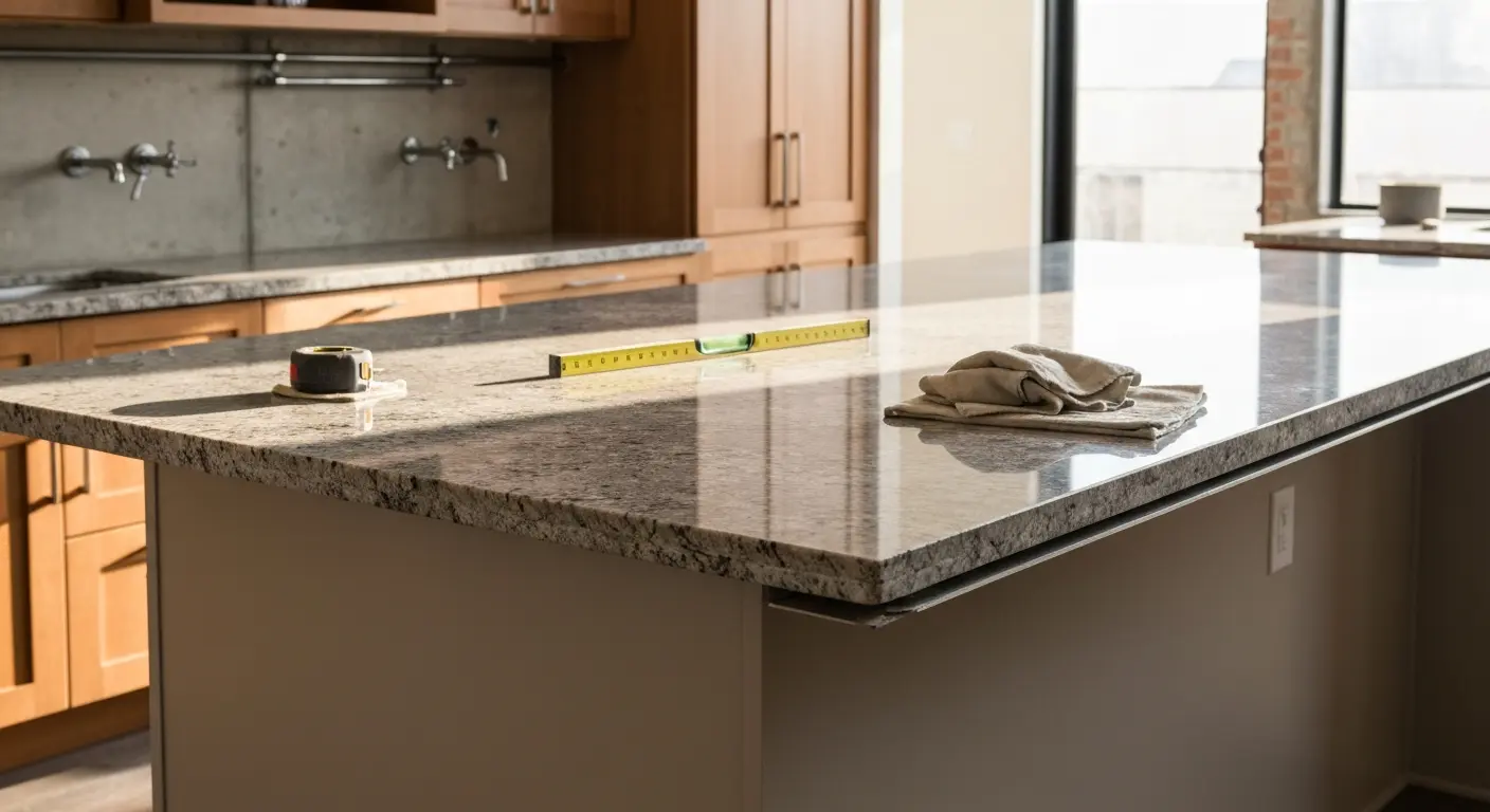 Kitchen island countertop installation